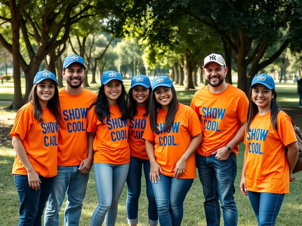 An image of people wearing SHOW COOL LA TEAM merchandise, showing community pride and support for the organization.