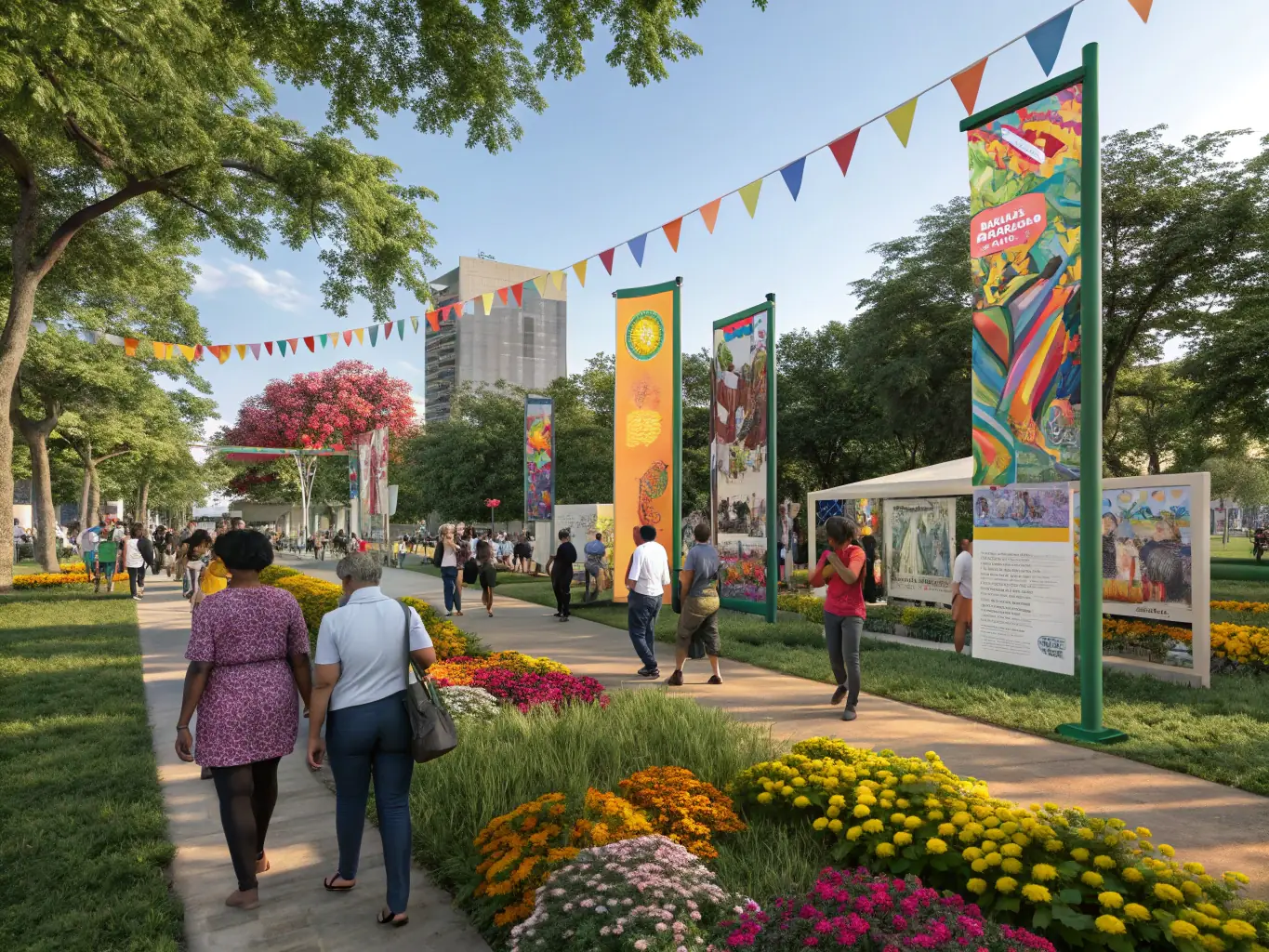 A festive image of a community celebration, with people of all ages enjoying music, food, and games. The SHOW COOL LA TEAM banner is prominently displayed, creating a sense of community pride.